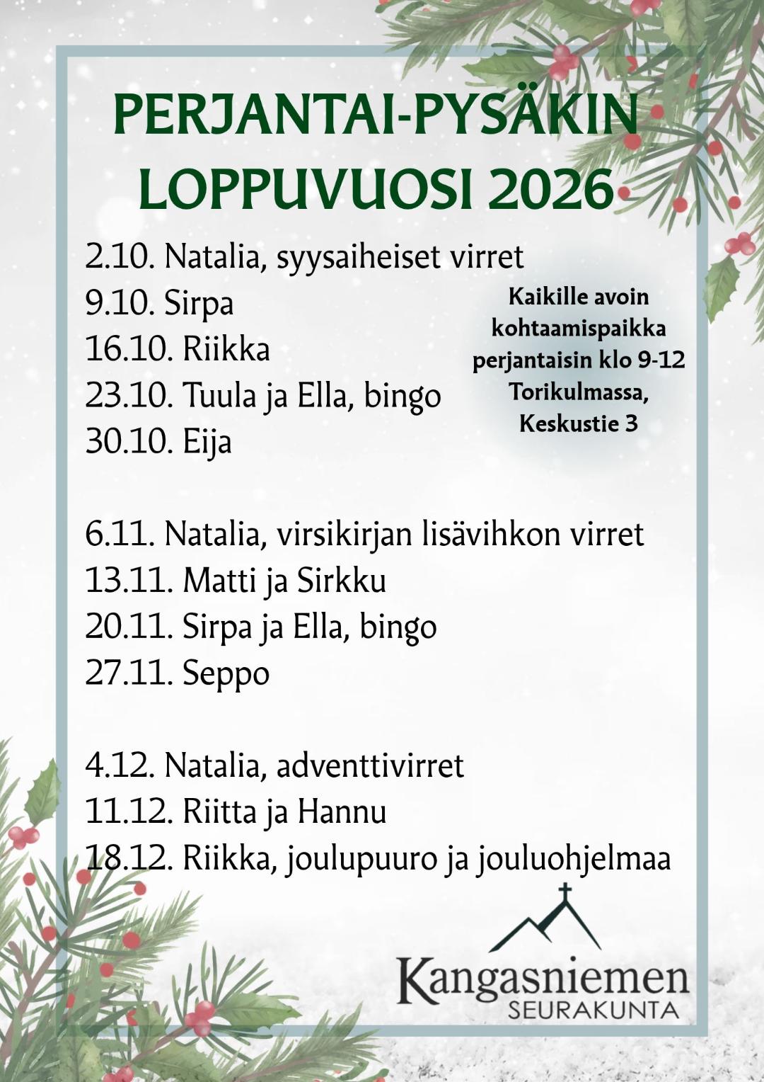 Perjantai-Pysäkin ohjelma