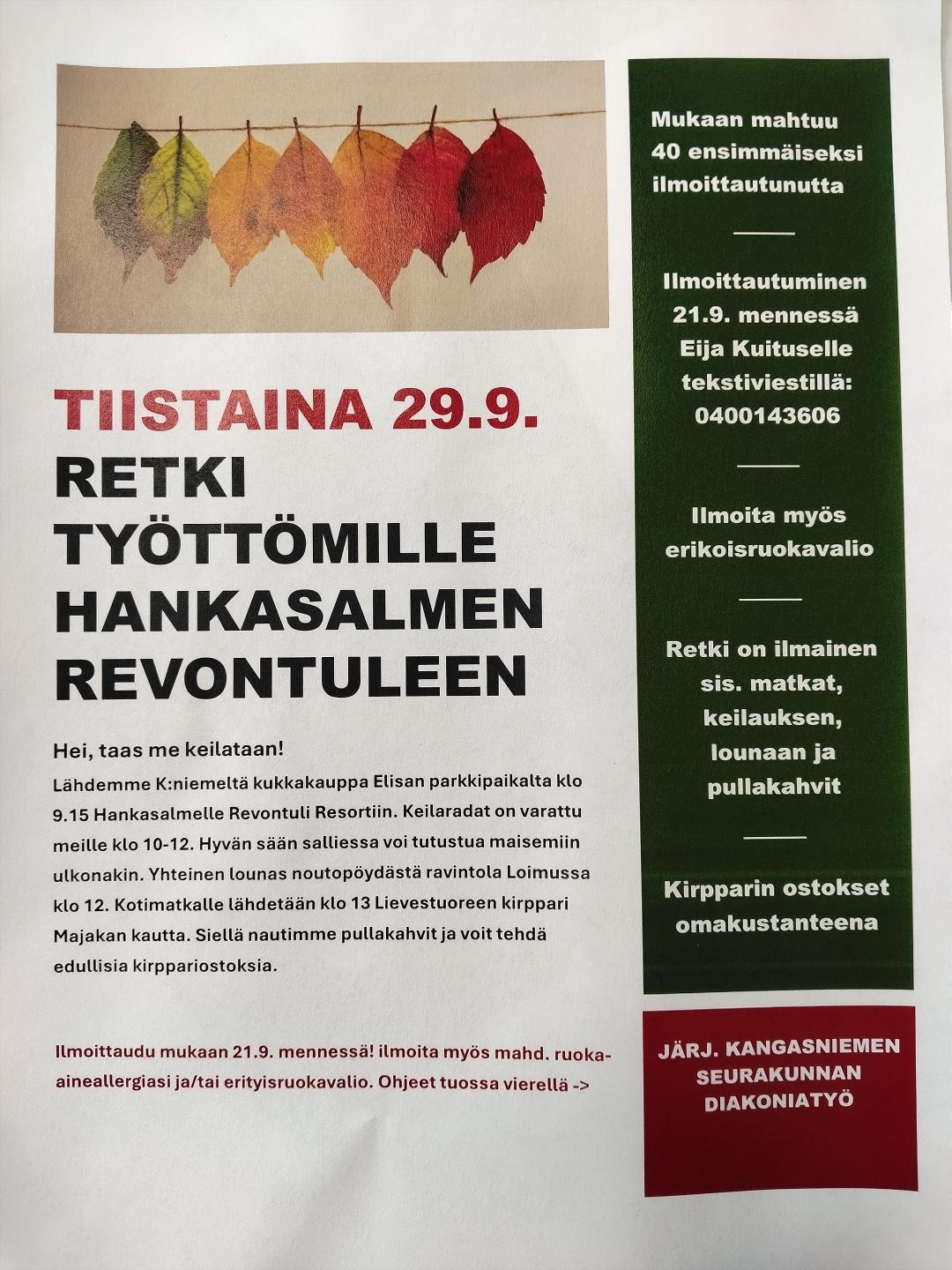 Mainos työttömien retkestä